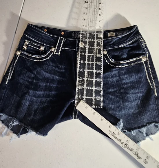 Miss Me Dark Blue Jeans Denim Cut Off's - Picture 7 of 11
